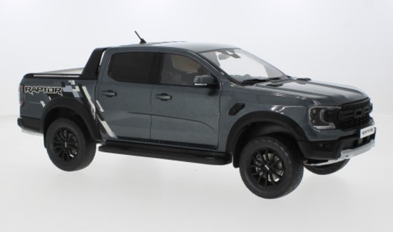 Ford Ranger Raptor 2023 Donkergrijs Metallic - 1:18